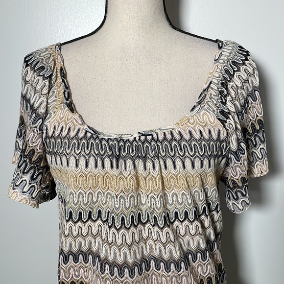 B Darlin Black White Cream Print Scoop Neck Short Sleeve Dress 9/10 - Picture 10 of 10
